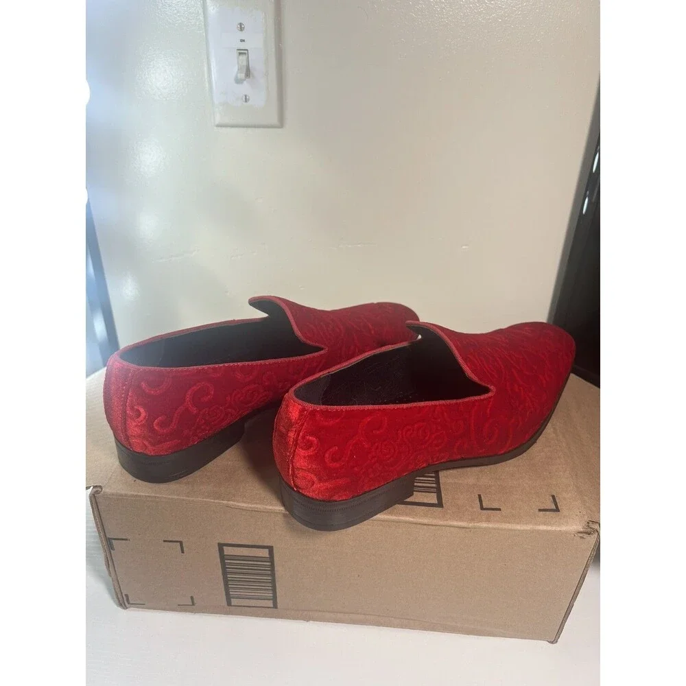 Stacy Adams Mens Red Velvet Party Tuxedo Shoes Size 8